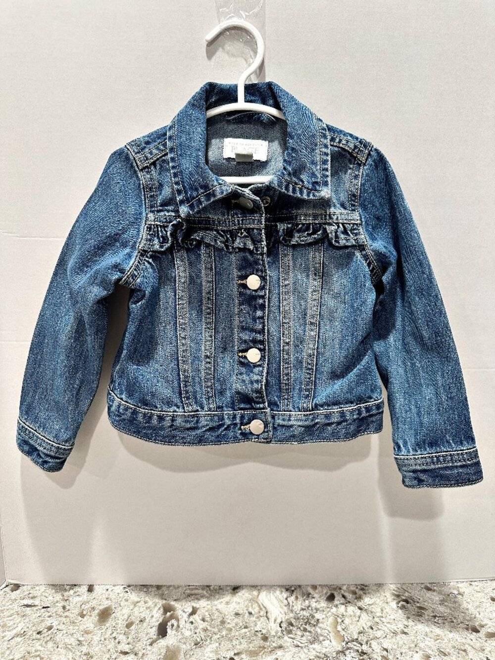 Toddler Girls Denim Blue Jean Jacket The Childrens Place Size 2T Ruffle Snaps
